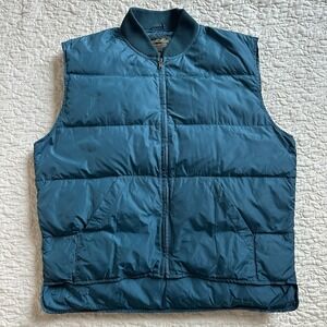 VTG Eddie Bauer Puffer Vest Jacket Men's Large Premium Goose Down Blue 6731